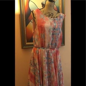 XL pink rainbow chiffon dress